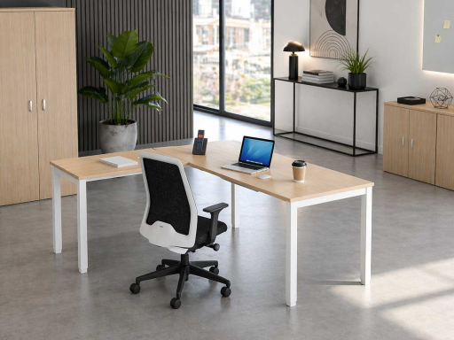 Bureau bois avec retour secrétaire contemporain