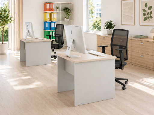 Bureau individuel en bois mélaminé pas cher