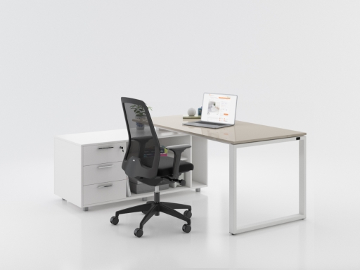 Bureau contemporain en angle, plateau laqué