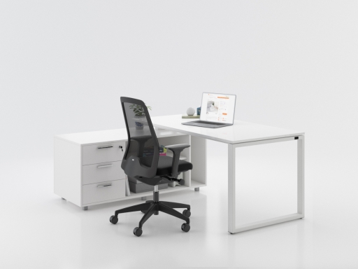 Bureau contemporain en angle, plateau laqué