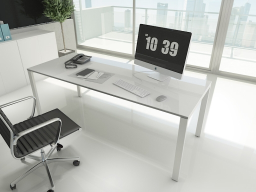 Bureau individuel plateau laqué pied pont