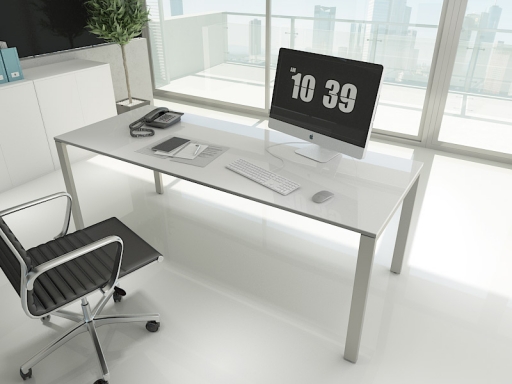 Bureau individuel plateau laqué pied pont