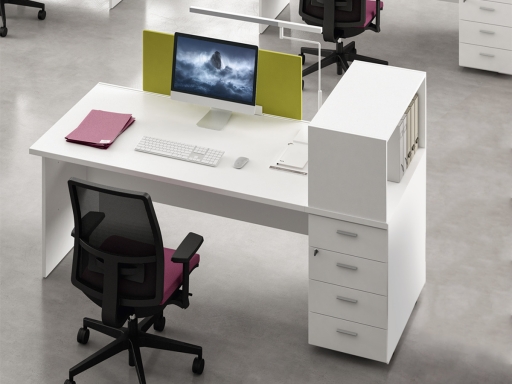 Bureau individuel ADAMS avec caisson porteur et niche, bureau pratique fabriqué en Italie