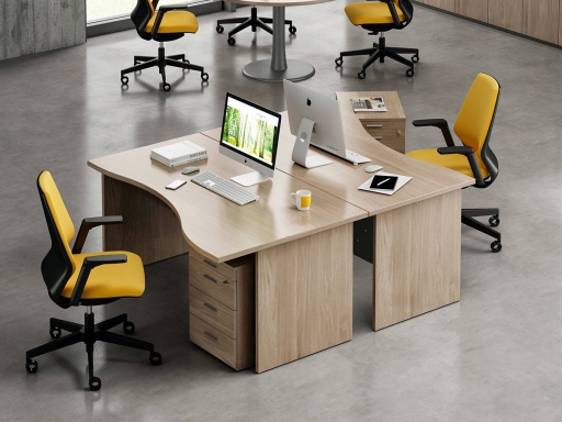 Bureau individuel ADAMS avec forme vague, bureau fabriqué en Italie