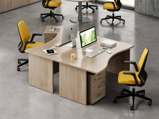 Bureau individuel ADAMS avec forme vague, bureau fabriqué en Italie