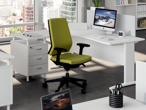 Bureau individuel CLASSIC-A avec retour sur caisson, fabriqué en Italie