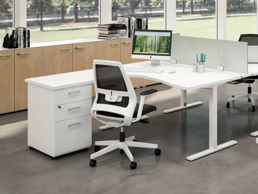 Bureau contemporain ergonomique sur caisson porteur