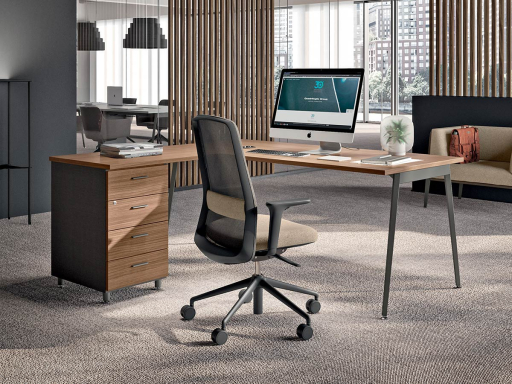 Bureau individuel avec retour et caisson pas cher, fabriqué en Italie