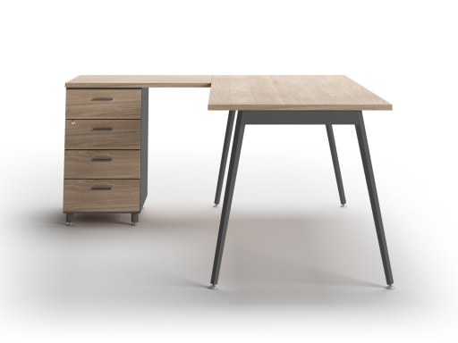 Bureau individuel avec retour et caisson pas cher, fabriqué en Italie