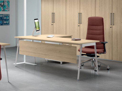 Bureau individuel avec retour et caisson pas cher, fabriqué en Italie