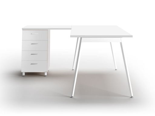 Bureau individuel avec retour et caisson pas cher, fabriqué en Italie