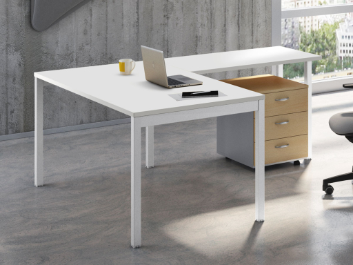 Bureau angle 160 x 80/100 avec caisson de rangement