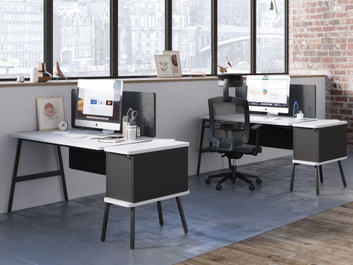 Bureau individuel avec caisson FLEXY P70 cm, fabriqué en France