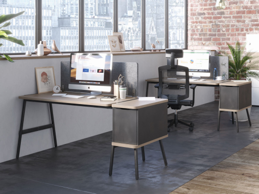 Bureau individuel design avec caisson FLEXY, fabriqué en France