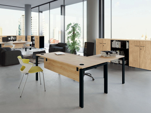 Bureau individuel avec retour et voile de fond QUANTIQUE, fabriqué en France