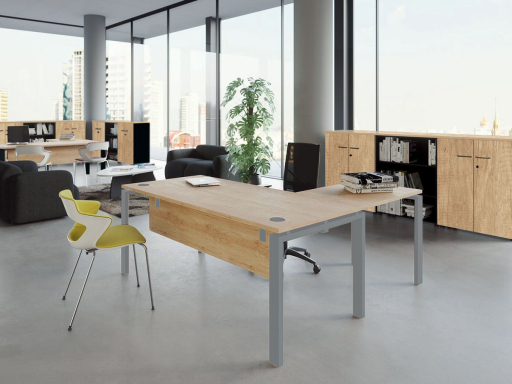 Bureau individuel avec retour et voile de fond QUANTIQUE, fabriqué en France