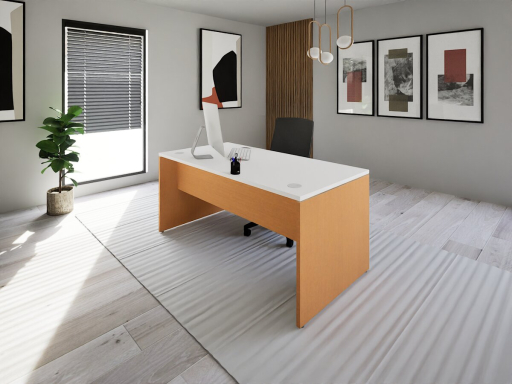 Bureau individuel bicolore en bois mélaminé, made in France