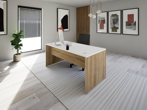 Bureau individuel bicolore en bois mélaminé, made in France