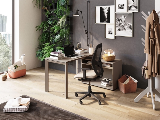 Bureau de télétravail avec rangement ANDREA pratique et pas cher