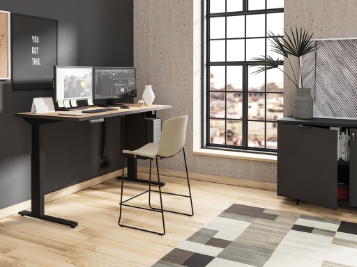 Bureau télétravail électrique assis/debout ZODIAC 1SB avec support UC