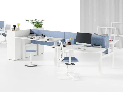 Bureau en face à face 2 personnes à hauteur réglable PIXEL Basic, fabriqué en Italie
