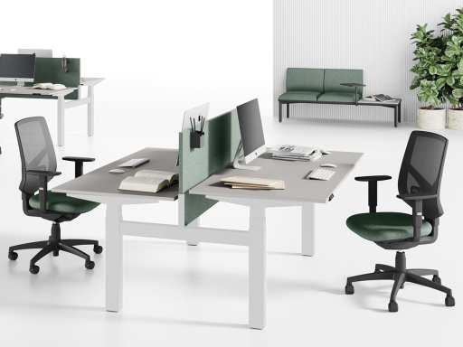 Bureau en face à face 2 personnes à hauteur réglable PIXEL Basic, fabriqué en Italie