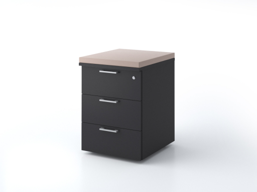 Caisson mobile 3 tiroirs uni avec coussin, pas cher
