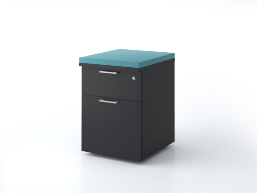 Caisson mobile 2 tiroirs uni avec coussin pas cher