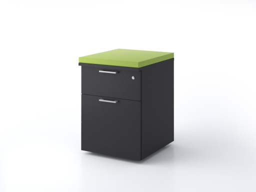 Caisson mobile 2 tiroirs uni avec coussin pas cher