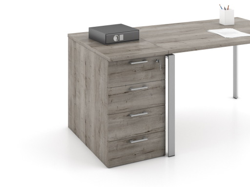 Caisson hauteur bureau OFFLINE 4 tiroirs uni pratique