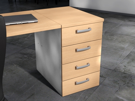 Caisson de bureau contemporain 4 tiroirs blanc Pontino