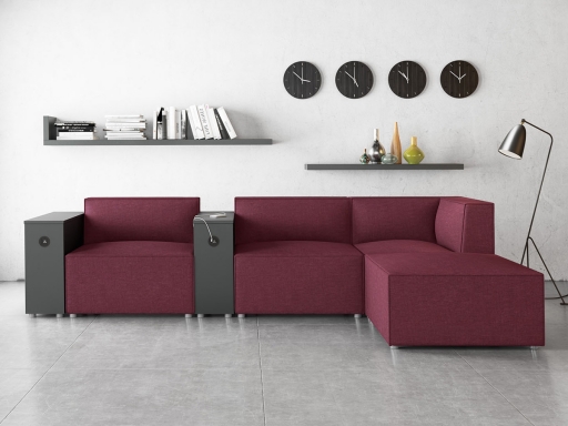 Banquette d'accueil en angle modulable 3 places avec électrification