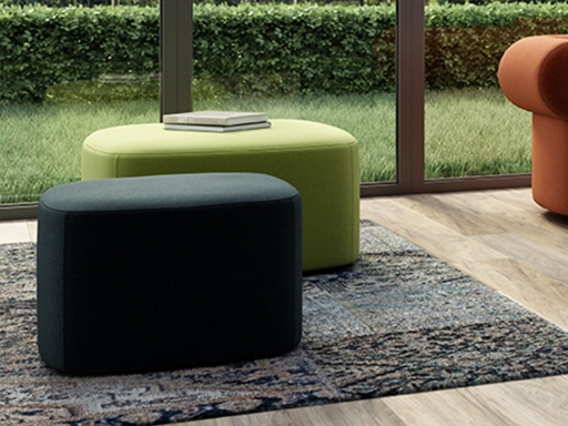 Pouf design en similicuir DOCKER, fabriqué en Italie