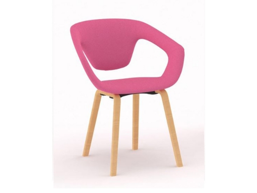 Lot de 2 chaises en tissu SIGNE pieds bois, fabriqué en Espagne