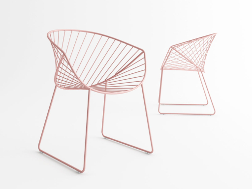 Chaise design intérieur / extérieur en métal, made in Italy