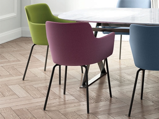 Chaise visiteur ESTEL 4 pieds métal design, fabriqué en Italie