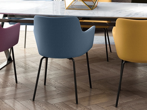 Chaise visiteur ESTEL 4 pieds métal design, fabriqué en Italie
