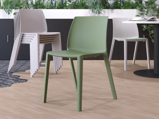 Lot de 2 chaises polyvalentes monocoques colorée, fabrication espagnole