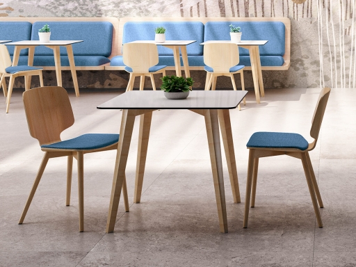 Lot de 2 chaises en bois avec assise tapissée