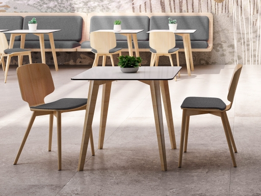 Lot de 2 chaises en bois avec assise tapissée