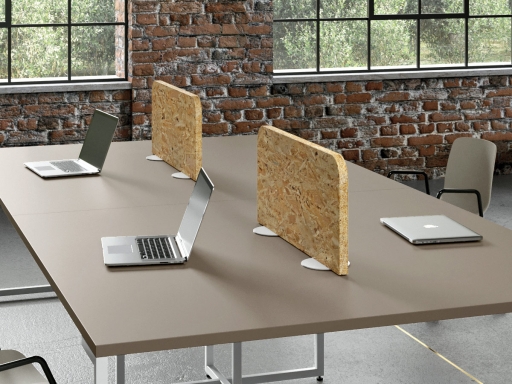 Ecran de séparation pour bureaux, avec supports en métal
