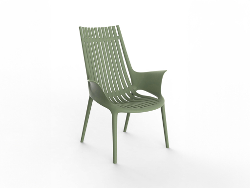 Lot de 4 chaises d'attente indoor/outdoor avec dossier haut SOLAR, fabriqué en Espagne