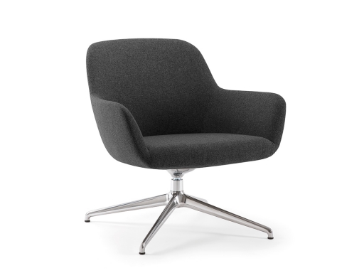 Fauteuil lounge ESTEL avec base pyramidale design, fabriqué en Italie