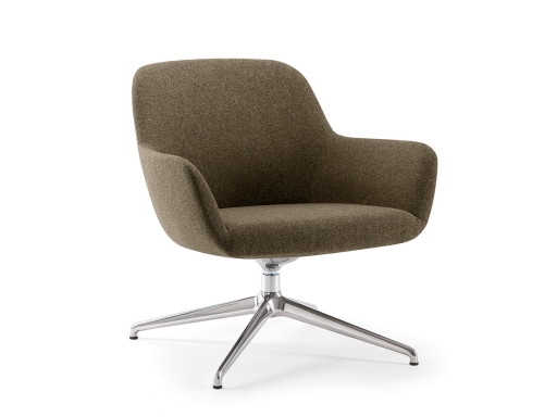 Fauteuil lounge ESTEL avec base pyramidale design, fabriqué en Italie