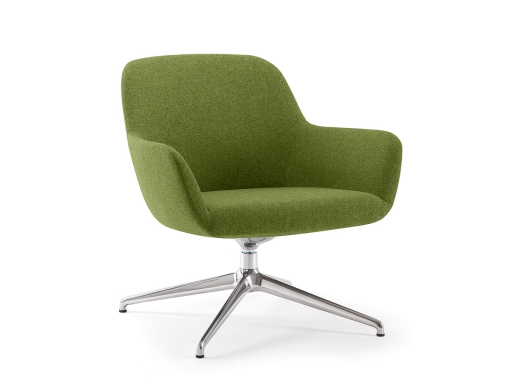 Fauteuil lounge ESTEL avec base pyramidale design, fabriqué en Italie