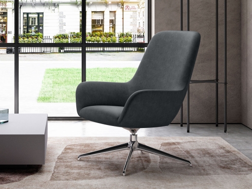 Fauteuil lounge dossier haut ESTEL design, fabriqué en Italie