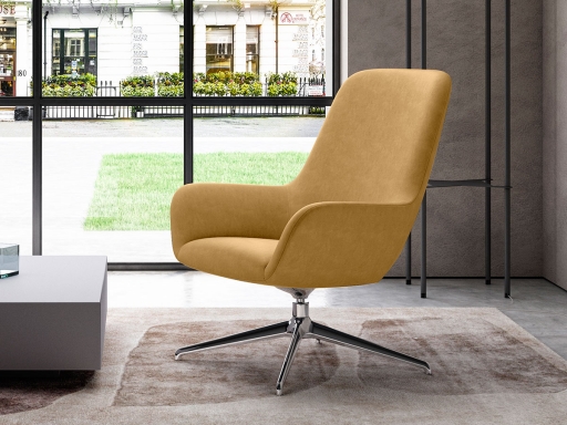 Fauteuil lounge dossier haut ESTEL design, fabriqué en Italie