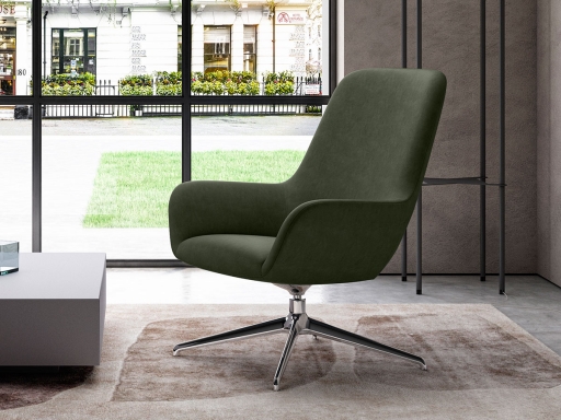 Fauteuil lounge dossier haut ESTEL design, fabriqué en Italie