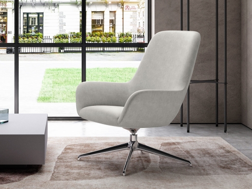 Fauteuil lounge dossier haut ESTEL design, fabriqué en Italie