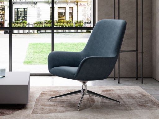 Fauteuil lounge dossier haut ESTEL design, fabriqué en Italie